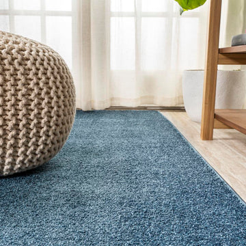 Haze Solid Low-pile Area Rug Navy